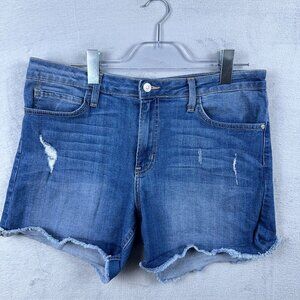 Justblack Cutt Off Denim Jeans Shorts Mid Rise Cotton Womens Blue Size 31